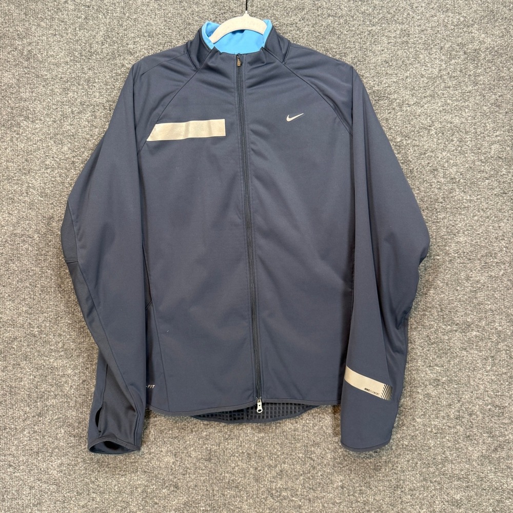 Nike Element Shield Jacket Men XL Blue Reflective Thermal Full Zip Up Sweatshirt
